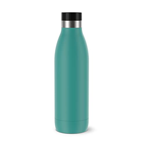 Emsa N31110 Bludrop Color Trinkflasche | 0,7 Liter | 100% dicht | Quick-Press Verschluss | Ergonomischer 360° Trinkgenuss |12h warm, 24h kühl | Edelstahl | Petrol