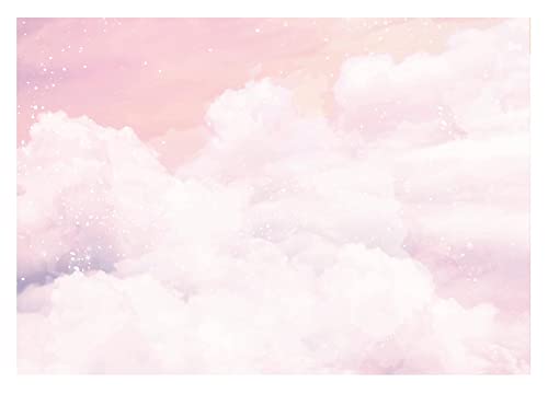 Fototapete Kinderzimmer Mädchen Himmel mit Wolken Rosa Decke Pastell - inkl. Kleister - Babyzimmer Vlies Tapete Vliestapete Wandtapete Motivtapeten Montagefertig (368x254 cm)