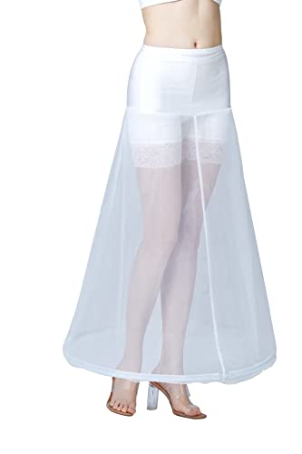 BEAUTELICATE Petticoat Unterröcke Reifrock Damen Rockabilly A Linie Lang für Hochzeit Brautkleid Abendlieid Weiß (Weiß - 1 Reifen,34-36)