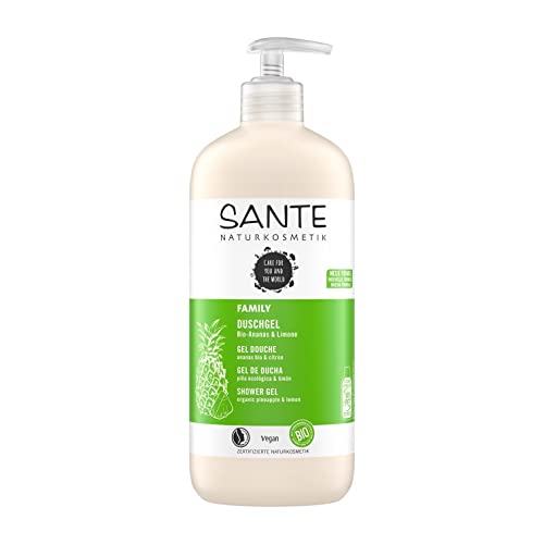 SANTE Naturkosmetik Erfrischendes Duschgel mit Zitrusduft, Feuchtigkeitsspendende Duschpflege für geschmeidige Haut in Familiengröße, Mit Bio-Ananas und Limone, Family, 1 x 950 ml