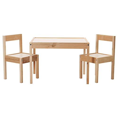 Ikea Latt Kindertisch mit 2 Stühlen, Weiß/Kiefer - für kleine Räume oder Zimmer
