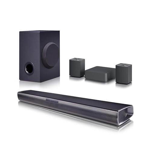 LG SQC4R 4.1 Soundbar (220W) mit kabellosem Subwoofer und Rücklautsprechern (Adaptive Sound Control, Bluetooth), Schwarz