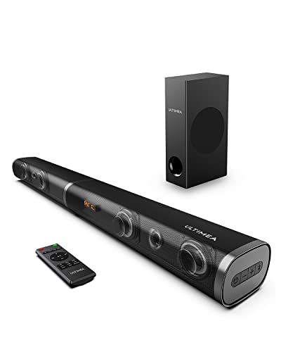 ULTIMEA 2.1 Soundbar für TV Geräte, 190W PC Soundbar mit Subwoofer, 6 EQ Modi, 3D Surround Sound System für TV Lautsprecher Heimkino, TV Sound Bar für Fernseher mit HDMI, Opt, AUX, USB, Bluetooth 5.0