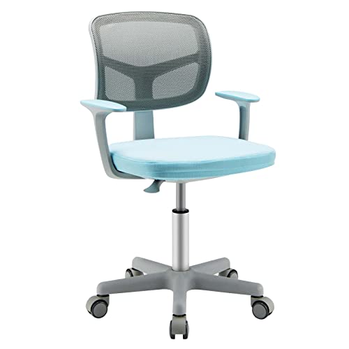 DREAMADE Schreibtischstuhl höhenverstellbar, ergonomischer Jugenddrehstuhl mit Rückenlehne & Armlehnen, Drehstuhl mit 5 Rollen, für Kinder 3-10 Jahre alt, bis 150kg belastbar (Blau)