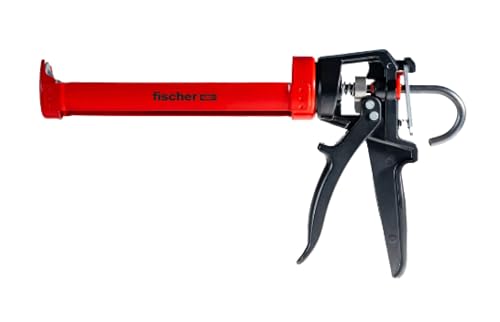 fischer Kartuschenpistole KP M2 Plus, robuste Auspresspistole für Silikonkartuschen, Kartuschenpresse zum effizienten Auspressen, auch für hochviskose Massen, rot