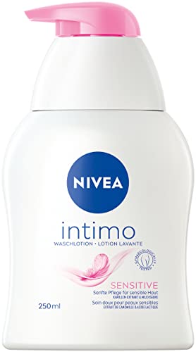NIVEA Intimo Waschlotion Sensitive (250 ml), Intim Waschgel mit Milchsäure, Kamillenextrakt und Panthenol, Intim Waschlotion für sensible Haut
