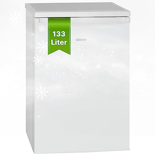 Bomann® Kühlschrank ohne Gefrierfach mit 133L Nutzinhalt | 3 Ablagen | klein m. Gemüsefach & wechselbarem Türanschlag | Tischkühlschrank leise | H:84.5 x B:56 x T: 57.5cm | VS 2185.1 weiß