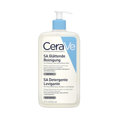 CeraVe SA Glättende Reinigung für Gesicht und Körper, Für trockene, raue und unebene Haut, Mit Hyaluron, Salicylsäure und 3 essenziellen Ceramiden, 1 x 562 ml