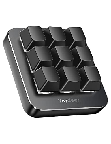 VAYDEER Makro-Tastatur - Einhändige, programmierbare, mechanische Mini-Tastatur mit 9 programmierbaren Tasten & Mehreren programmierbaren Schichten. Kompatibel mit Mac OS, Windows & Vista.