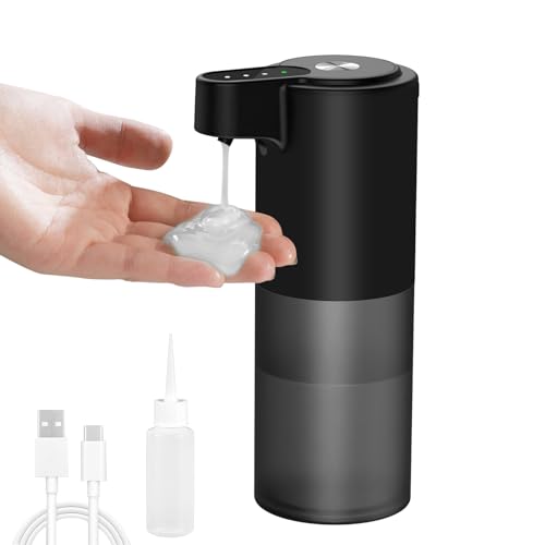 Dalugo Seifenspender Automatisch, Elektrischer Seifenspender IPX5 Wasserdicht USB C Wiederaufladbar Seifenspender Schwarz, Berührungsloser Automatischer Seifenspender für Küche Bad Toilette