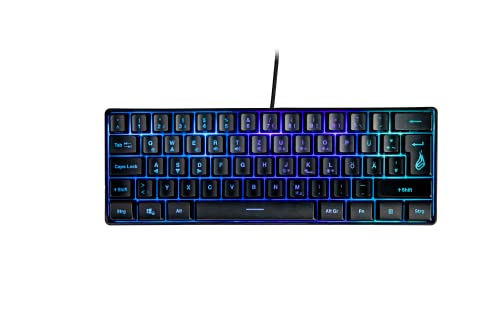 SureFire Kingpin X1 60% Gaming Tastatur German, Gaming Multimedia Keyboard klein & mobil, RGB-Tastatur mit Beleuchtung, 25 Anti-Ghosting-Tasten, deutsches Layout QWERTZ