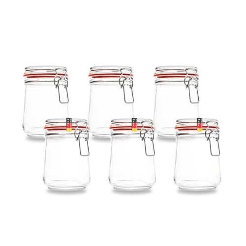 Flaschenbauer - 6-teiliges Set Drahtbügel-Vorratsgläser 800ml, geeignet als Einmach- und Fermentierglas, zur Aufbewahrung, zum Befüllen, leere Gläser mit Drahtbügel - Made in Germany