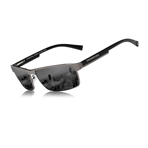 KINGSEVEN Mode Photochrome Sonnenbrille Männer Frauen Polarisierte Piloten-Sonnenbrille Quadratische Blendschutz-Fahrbrille UV400 (Pistole Grau)