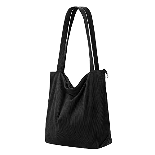 Tote Bag Damen Aesthetic,Shopper Tasche Damen Groß,Cord Tasche Beuteltasche Damen Mit ReißVerschluss,Tragetasche Damen,Shopping Bag,Women's Totes Für School Schule Arbeit Büro Reisen Einkaufen Alltag