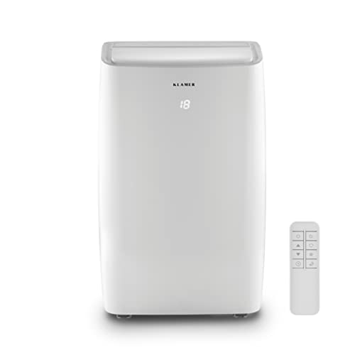 KLAMER Mobile Klimaanlage mit Abluftschlauch und Wassertank, 12000 BTU/h, 3-in-1 Klimagerät für Räume bis 43m², mit Luftentfeuchter, Kühlung und Ventilation für Haus, Wohnung & Büro