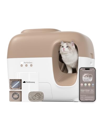 PetSnowy Snow+ Katzenklo Selbstreinigend, Selbstreinigende Katzentoilette mit TiO2 Geruchsfrei/App-Steuerung/Sensoren, automatisches Katzenklo, elektrisches Katzentoilette XXL für Katzen mit 1,5-9 kg