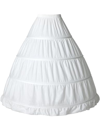 BEAUTELICATE Petticoat Reifrock 100% Baumwolle Unterröcke Lang Vintage Für Damen Brautkleid Hochzeitskleid Mittelalterliches Viktorianisches Kostüm (Elfenbein, 34-40)