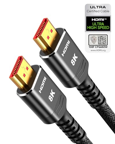 Highwings HDMI 2.1 Kabel 3meter Zertifiziertes, 10K 8K HDMI Kabel 48Gbps Ultra Highspeed 8K 60Hz 4K 120Hz 7680P eARC HDCP 2.2&2.3 DTS:X Dynamische HDR Dolby Atmos Kompatibel mit Soundbar HDTV Monitor