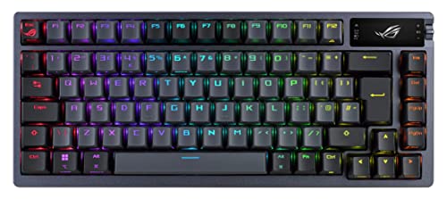 ASUS ROG Azoth kabellose mechanische Gaming Tastatur (75% Formfaktor, ROG NX-Switches, PBT-Doubleshot-Tastenkappen, OLED-Display, Bluetooth, 2,4-GHz-RF Wireless, USB, DE QWERTZ-Layout) schwarz