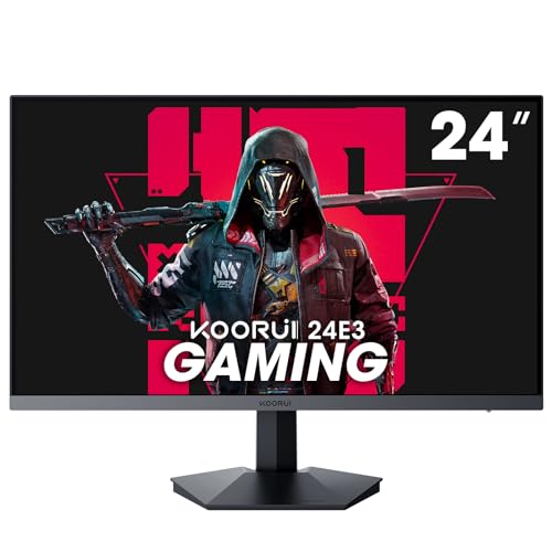 KOORUI 24 Zoll Gaming Monitor 165Hz, IPS, 1080p, 1ms, Adaptive Sync, Rahmenlos, HDMI, DisplayPort, Neigungsverstellbar, Augenpflege, VESA-Wandmontage, schwarz