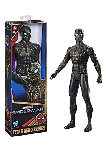 Marvel Spider-Man Titan Hero Serie 30 cm schwarz und Gold Anzug Spider-Man-Actionfigur Spielzeug, inspiriert vom Spider-Man-Film, für Kinder ab 4 Jahren