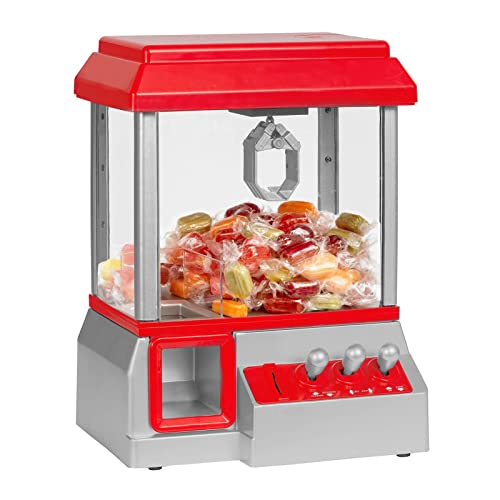 AllRight Süßigkeitenautomat Candy Grabber Mini-Kirmes Spielautomat Greifautomat Inklusive Spiel und Ersatzmünzen Rot