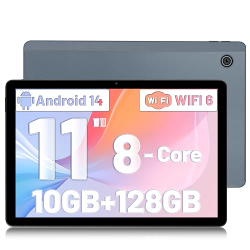 Lville Tablet 11 Zoll (2024), Android 14 Tablet PC Octa-Core, 5G WiFi, Bluetooth 5.0, 10GB RAM 128GB ROM 1TB TF, 1280x800 IPS, 6800mAh, 5MP+8MP, Widevine L1 (Grau)