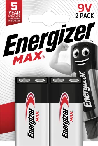 Energizer Batterien, Max 9V Blockbatterie Alkaline, 2 Stück