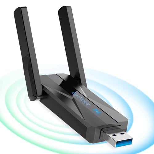 ElecMoga USB WLAN Stick für PC, 1300Mbps USB 3.0 WiFi Adapter mit 2 x 5dBi WLAN Antenne, 2.4GHz/5.8GHz Internet Stick für PC/Desktop/Tablet/Laptop, Kompatibel mit Windows 11/10/8/7/Vista/XP Mac OS
