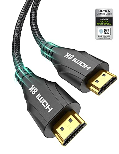 HDMI 2.1 Kabel 3 Meter - 8K Ultra High Speed HDMI Kabel - 48Gbps, 8K 60Hz, 4K 120Hz, Geflochten, eARC, ARC, HDCP 2.2 2.3 - Kompatibel mit PS5, Monitor3.3, UHD TV Apple Sony LG Samsung