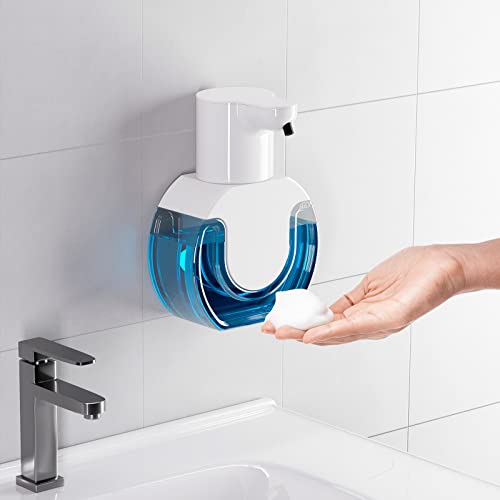 Fantictas Seifenspender Automatisch Wandbefestigung 420ML Elektrischer Soap Dispenser No Touch Schaumseifenspender Sensor ABS Kunststoff Seifenschaumspender mit USB Wiederaufladbar, IPX5 Wasserdicht