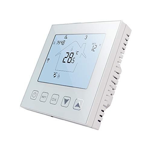 KETOTEK Smart Thermostat Fussbodenheizung Elektrisch WiFi 16A Kompatibel mit Alexa, Digital Raumthermostat Fußbodenheizung WLAN APP Steuerung mit fühler Weiß