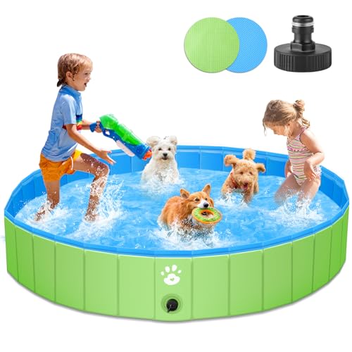 Hundepool für Große & Kleine Hunde, 160cm Faltbarer Hunde Pools Hundebadewanne, PVC Schwimmbecken Planschbecken für Kinder und Hunde, Tragbar Hundebecken Hundebadewanne