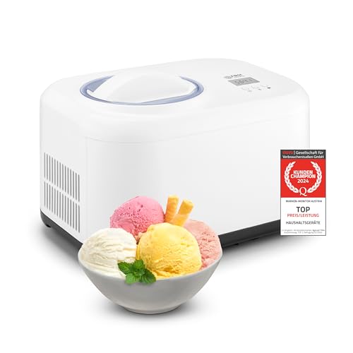 TZS First Austria Eismaschine & Joghurtbereiter | Ice Cream Maker selbstkühlend mit Kompressor und entnehmbarem 1 Liter Eisbehälter | Joghurtmaschine für zuhause - inkl. Messbecher & Spachtel
