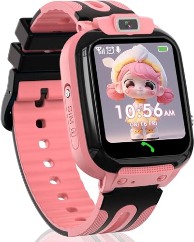 clleylise Kinder Smartwatch, Smartwatch Kinder mit GPS und Telefon, Smart Watch Kinder, Smartwatch Outdoor, Smartwatch Kids, Kinder Telefonuhr, Uhr Kinder Smartwatch (Rosa)