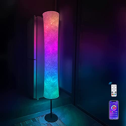JIANUO Stehlampe Wohnzimmer Dimmbar, RGB LED Lampe Wohnzimmer Schlafzimmer mit Alexa und Google Assistant, WiFi APP Standleuchte Farbwechsel Standlampe Ambientebeleuchtung Licht