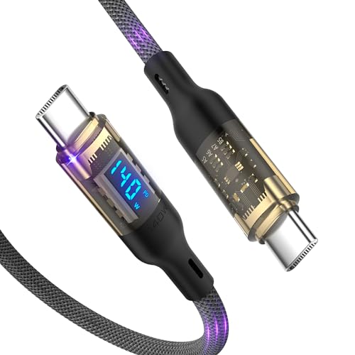 SooPii 140W Transparentes USB C zu USB C Kabel mit LED Anzeige 4FT/Grün,Schnellladekabel für lPhone15/Pro/ProMax/MacBookPro/lPadPro/GalaxyS23+/S23Ultra/S22,Kompatibel100W …