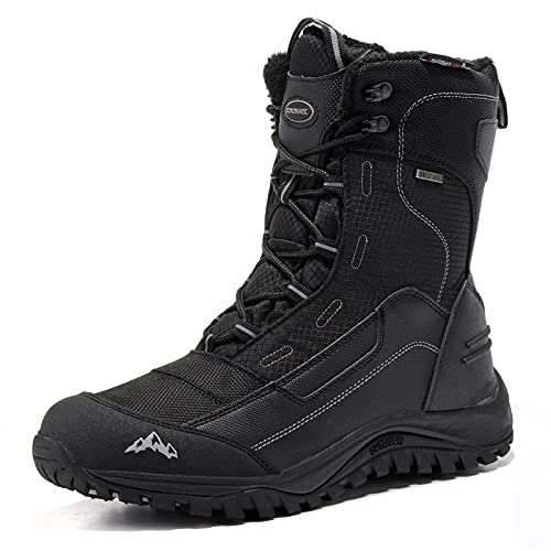 Schneestiefel für Herren Warm Gefüttert Winterstiefel Wasserdicht Trekking Wanderschuhe Atmungsaktive schneedicht, strapazierfähig, Laufsohle Gummi (schwarz, numeric_41)