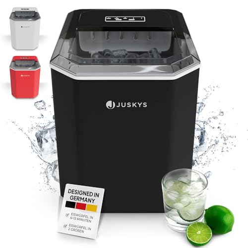 Juskys Eiswürfelmaschine IceOracle - Cocktail Eiswürfel in 6-13 min - Mini Eiswürfelbereiter für 12 kg/Tag - Großer Eiswürfelbehälter - Schwarz