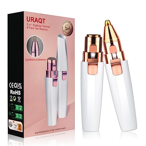URAQT Gesichtshaarentferner für frauen, 2 in 1 USB Elektrischer Augenbrauen Rasier, Schmerzfreie Augenbrauen Trimmer Frauen Für Körper Gesichtshaare Lippen Kinn, eingebautem LED-Licht