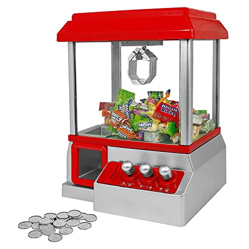 mikamax – Candy Grabber - Arcade-Spiel - Süßigkeiten-Automat für Zuhause - Greifautomat - Mini-Messe-Spielautomat - Rot - Grabber