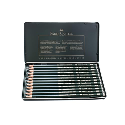 Faber-Castell 119065 - Bleistifte Set Castell 9000 Art, 12 verschiedene Härtegrade 8B - 2H