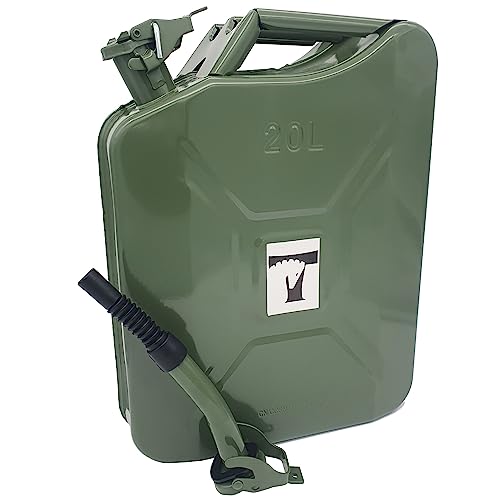 Troja Tactical Kraftstoffkanister 20l mit flexiblen Ausgießer, Dieselkanister, Benzinkanister, Reservekanister, Kanister, Camping, UN-Zulassung, Militär