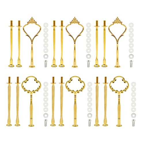 Hoypeyfiy Etageren Stangen 6 Set Gold Etagere bausatz Etagere Etagen Etageren Stöckig Etagerenhalter Metallstangen Tortenständer (Gold, 3 Pack)