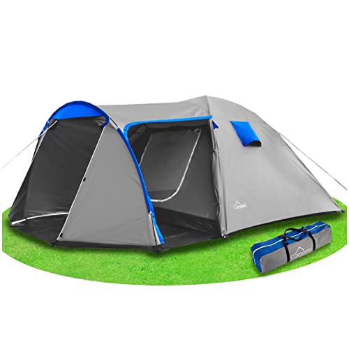 Campela Touristenzelt, Familienzelt, Tropical, für 3-4 Personen, wasserdicht 3000m, geklebte Nähte, CA0013 (Blue)