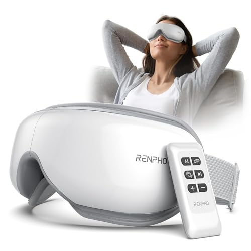 RENPHO Eyeris 1-Augenmassagegerät mit Fernbedienung, Wärme, Vibration und Bluetooth Musik, Wiederaufladbar Eye Massager, Trockene Augen, Geschenke für Frau & Man