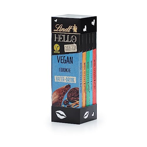 Lindt Schokolade HELLO Tafel Set Vegan | 500 g l Fünf Vegane Tafeln mit Kakao, mildem Mandelmark, und Haselnusskrokant l Schokoladengeschenk