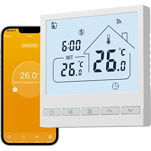 BEOK CONTROLS Thermostat Fussbodenheizung, Raumthermostat Fußbodenheizung WLAN für Wasser Heizung, Intelligent Kompatibel mit Alexa, Tuya Smart Life APP 3A TOL47WIFI