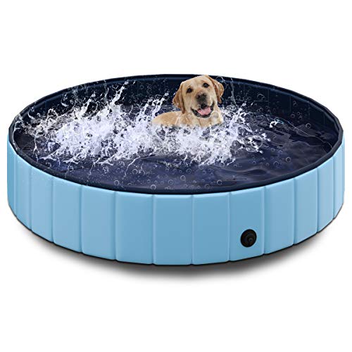 TOSANEO Hundepool Swimmingpool Pool Plantschbecken Badewanne Hundebadewanne Schwimmbecken für Hunde und Katzen platzsparend faltbar Blau Ø 160cm x H 30cm