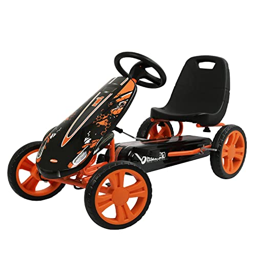 Hauck Gokart Speedster für Kinder 4-8 Jahre, bis 50 kg, Handbremse, 3-Fach Verstellbarer Sitz, Orange